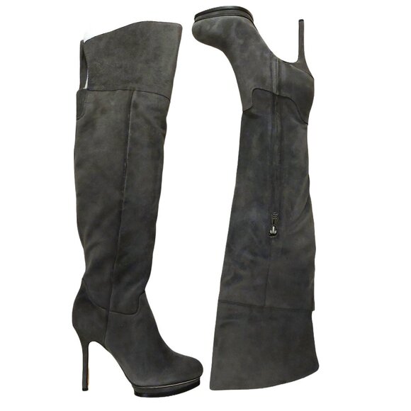 BCBGMAXAZARIA Valerie Over the Knee Grey Suede Platform Boots Retail $450 - Picture 3 of 7